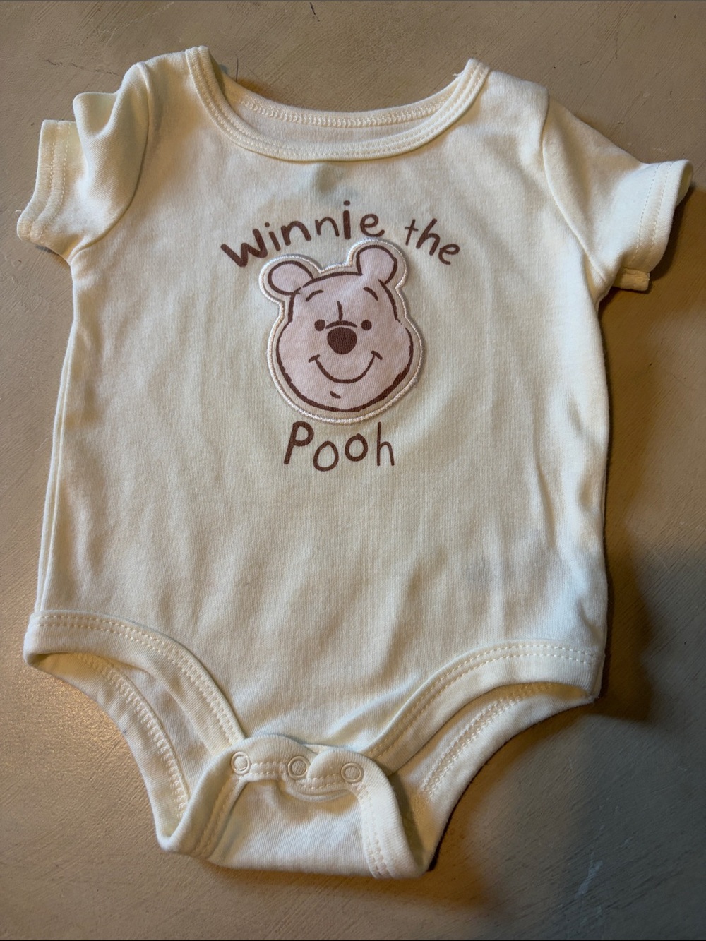 Winnie the Pooh Cream Baby Bodysuit - Soft Short-Sleeve One-Piece 3-6 Months